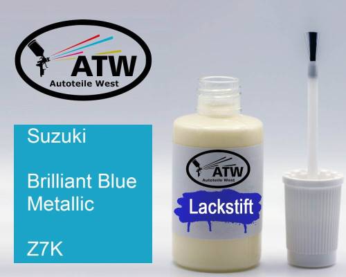 Suzuki, Brilliant Blue Metallic, Z7K: 20ml Lackstift, von ATW Autoteile West.